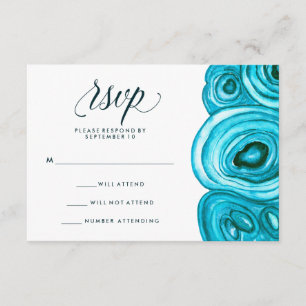 Modern Geode Wedding   Blue RSVP Card