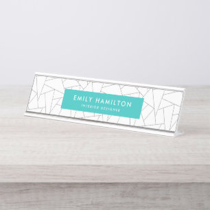 Modern Geometic   Personalised Desk Name Plate