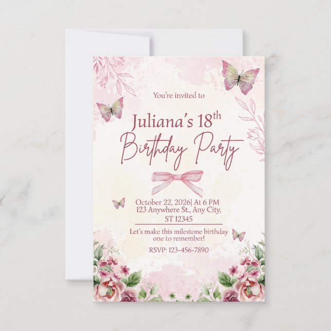 Modern Geometric 18th Birthday Party Invitation (Front)