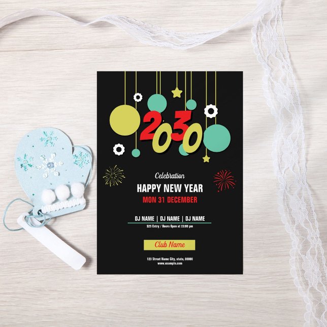 Modern Geometric 2030 New Year’s Eve Party Invitation (Creator Uploaded)