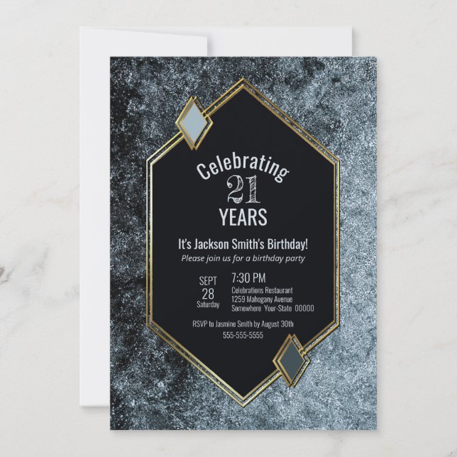 Modern Geometric 21st Birthday Party Invitation (Front)