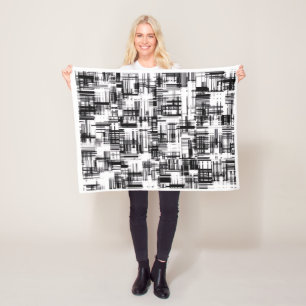 Modern Geometric 3D Cubes And Squares Fleece Blank Blanket