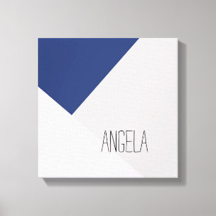 modern geometric abstract add a name navy & pink canvas print