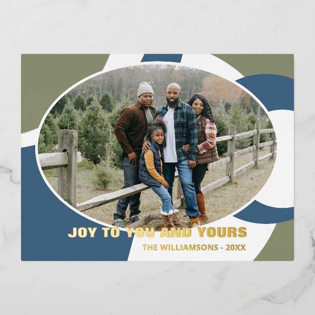 Modern Geometric Abstract Art Pattern Gold Foil Holiday Postcard (Front)