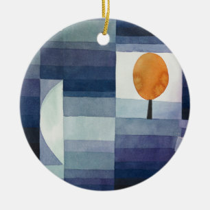 Modern Geometric Abstract Blue Orange Klee Ceramic Tree Decoration