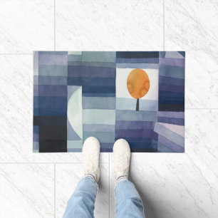 Modern Geometric Abstract Blue Orange Klee Doormat