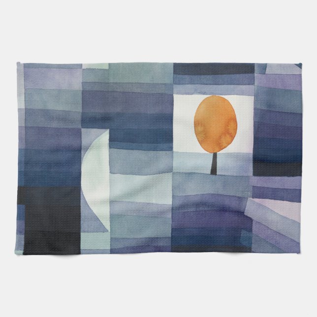 Modern Geometric Abstract Blue Orange Klee Tea Towel (Horizontal)