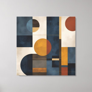 Modern Geometric Abstract Canvas – Mid-Century Ins