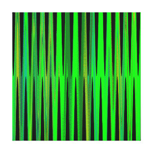 Modern Geometric Abstract Lime Green Black Wave Canvas Print