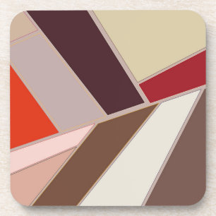 Modern Geometric Abstract Mosaic, Brown and Orange Coaster