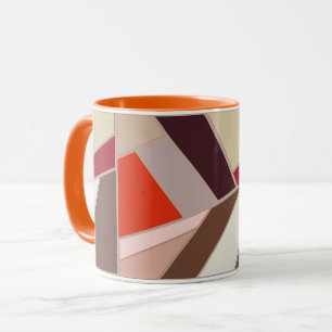 Modern Geometric Abstract Mosaic, Brown and Orange Mug