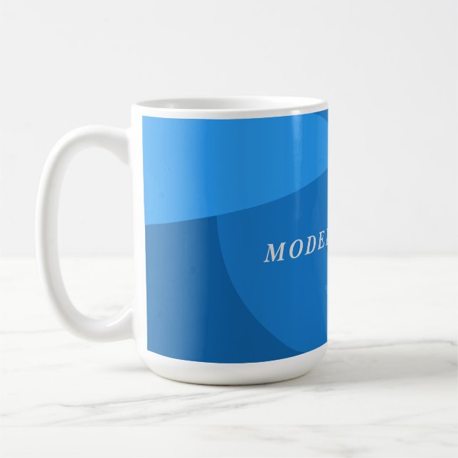 Modern geometric abstract navy blue custom office coffee mug (Left)