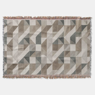 Modern Geometric Abstract – Neutral Beige & Grey Throw Blanket