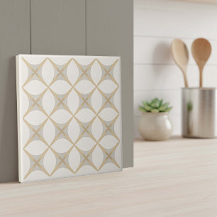 Modern Geometric Abstract Pat#18 Greige ID1192 Tile