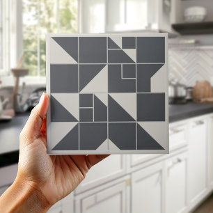 Modern Geometric Abstract Pat#1 Black ID1192 Tile