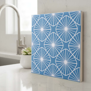 Modern Geometric Abstract Pat#24 Sky Blue ID1192 Tile