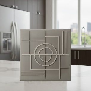 Modern Geometric Abstract Pat#29 Warm Gray ID1192 Tile