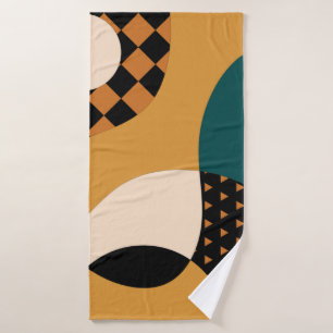 Modern geometric abstract patchwork pattern, wavy bath towel