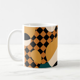 Modern geometric abstract patchwork pattern, wavy coffee mug