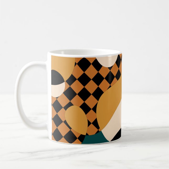 Modern geometric abstract patchwork pattern, wavy  coffee mug (Left)