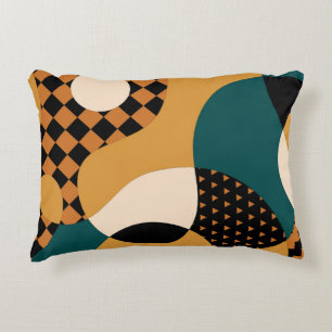 Modern geometric abstract patchwork pattern, wavy  decorative cushion