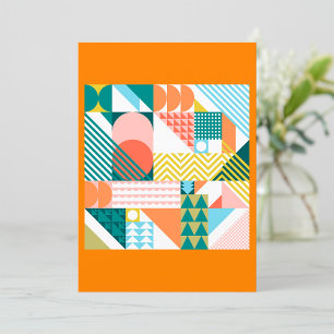 Modern Geometric Abstract Pattern Bold Retro Invitation