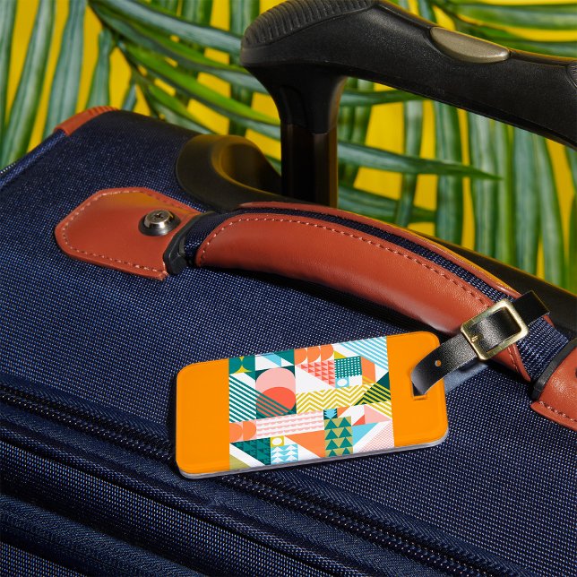 Modern Geometric Abstract Pattern Bold Retro  Luggage Tag (Creator Uploaded)