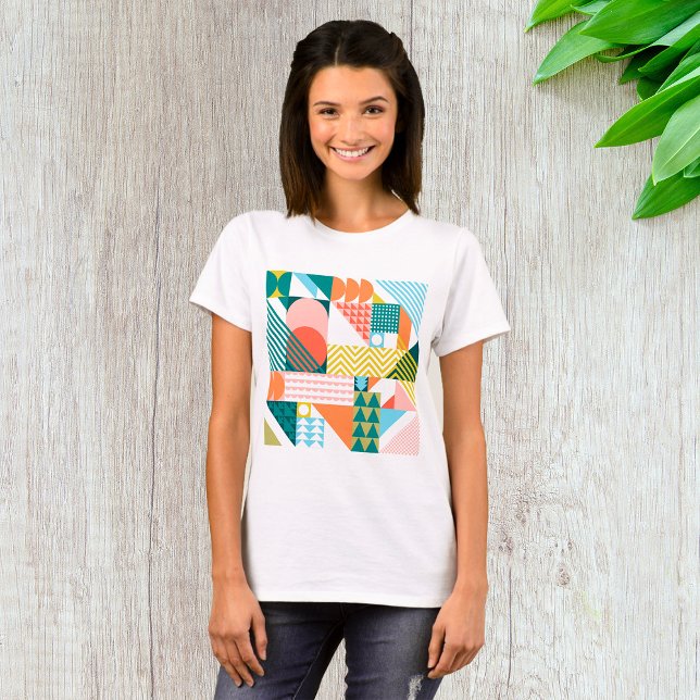 Modern Geometric Abstract Pattern Bold Retro  T-Shirt (Creator Uploaded)