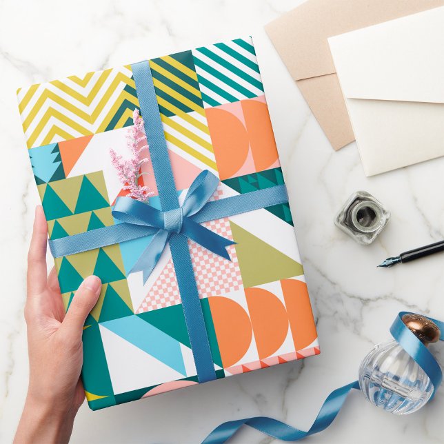 Modern Geometric Abstract Pattern Bold Retro  Wrapping Paper (Creator Uploaded)