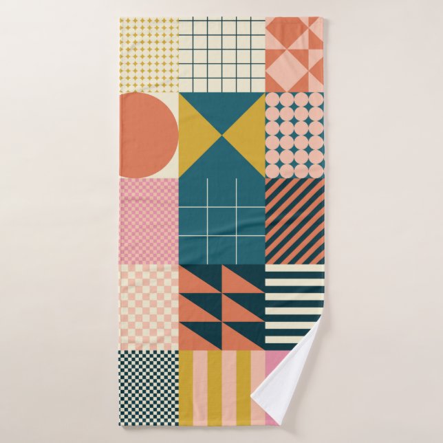 Modern geometric abstract pattern design with simp bath towel (Bath Towel)