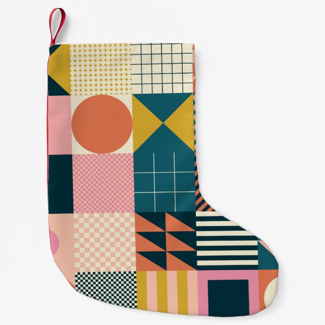 Modern geometric abstract pattern design with simp small christmas stocking (Front)