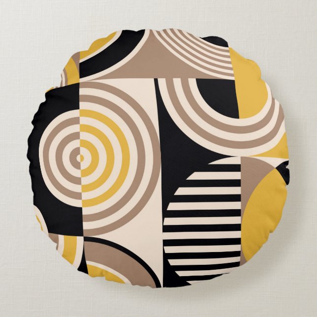 Modern geometric abstract pattern. Vintage design Round Cushion (Front)