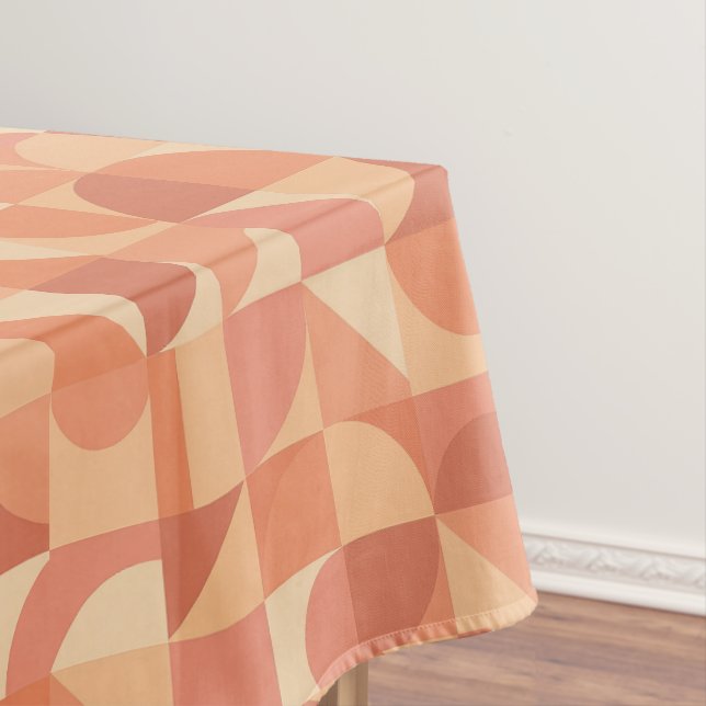 Modern Geometric Abstract Peach & Terracotta  Tablecloth (In Situ)
