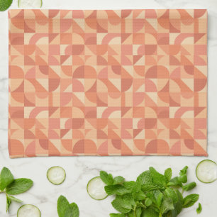 Modern Geometric Abstract Peach & Terracotta Tea Towel
