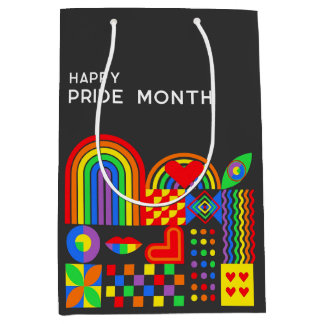 Modern Geometric Abstract Pride Month Rainbow Medium Gift Bag