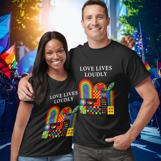 Modern Geometric Abstract Pride Month Rainbow  T-Shirt (Creator Uploaded)