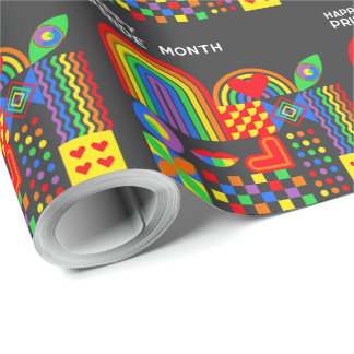 Modern Geometric Abstract Pride Month Rainbow Wrapping Paper