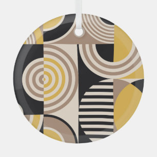 Modern geometric, abstract vintage pattern glass tree decoration