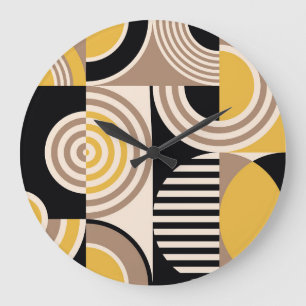 Modern geometric, abstract vintage pattern large clock