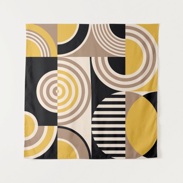 Modern geometric, abstract vintage pattern tapestry (Front)