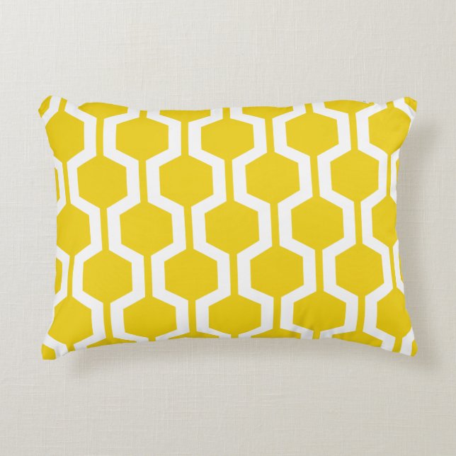 Modern Geometric Accent Pillow - Lemon Yellow (Front)