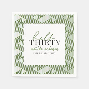 Modern geometric and script 30th birthday party napkin