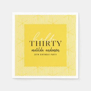 Modern geometric and script 30th birthday party napkin