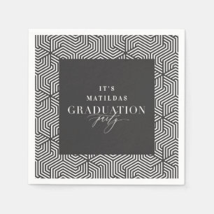 Modern geometric and script graduation party napkin