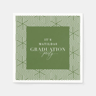 Modern geometric and script graduation party napkin
