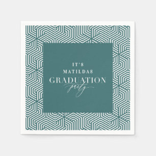 Modern geometric and script graduation party napkin