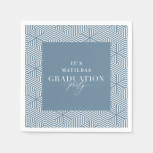 Modern geometric and script graduation party napkin