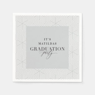 Modern geometric and script graduation party napkin