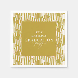 Modern geometric and script graduation party napkin