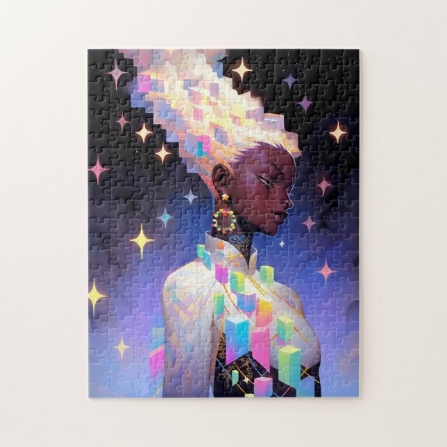 Modern Geometric Anime Girl Jigsaw Puzzle (Vertical)